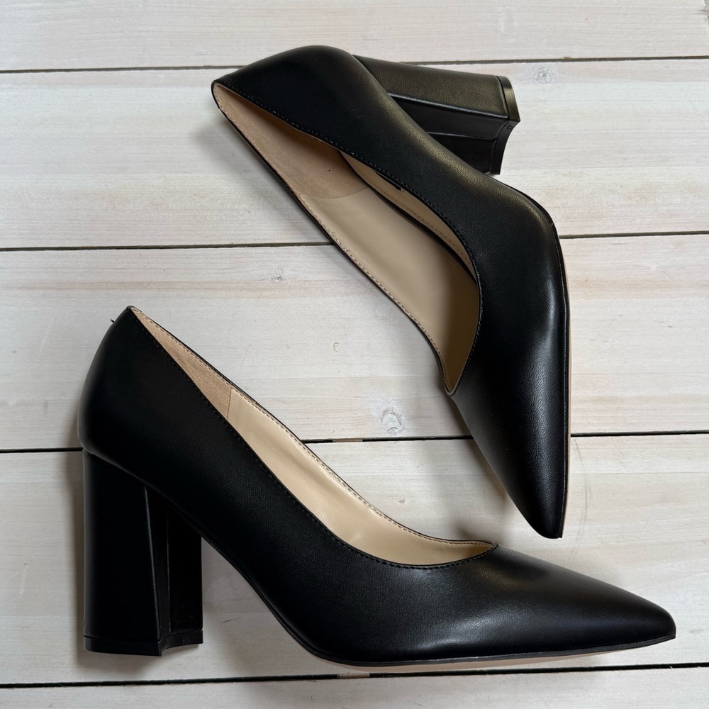 NEW NINE WEST Cara Dress Pumps Size 6.5 Leather Black - Picture 4 of 11